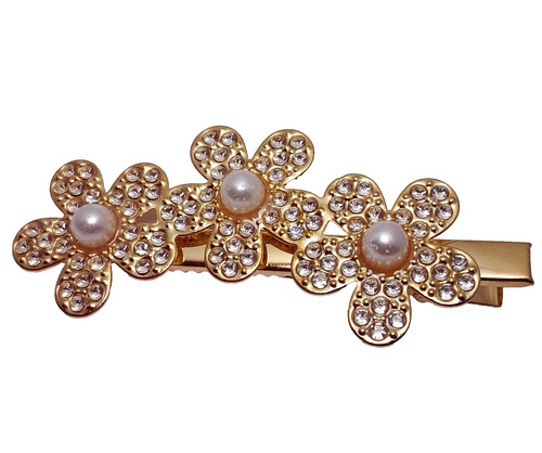 Goldf strass haarklammer - goldf,