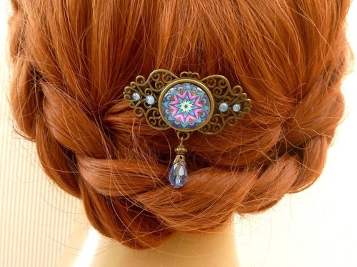 Kleine haarspange mit mandala - haarspange,